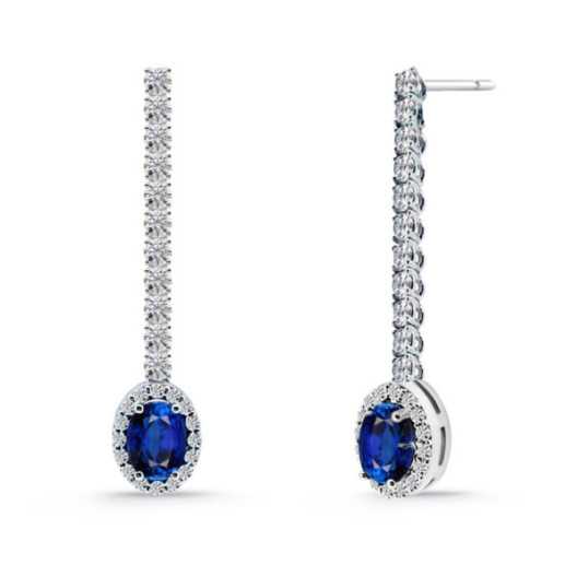 Pendientes Riviere Zafiro oval y Diamantes - Saphirohrringe