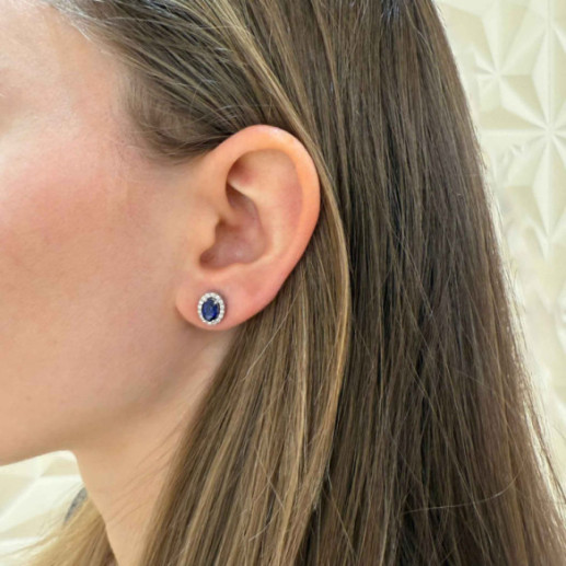 Pendientes Zafiro oval Orla Sunset dormilona - PENDIENTES 2