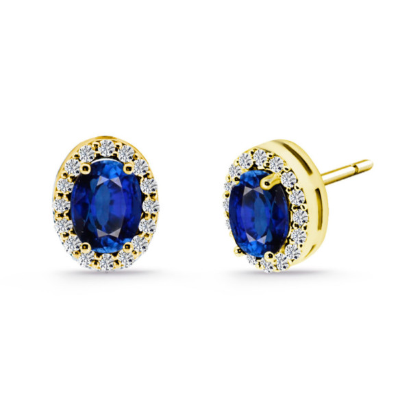 Pendientes Zafiro oval Orla Sunset dormilona - Brincos de safira