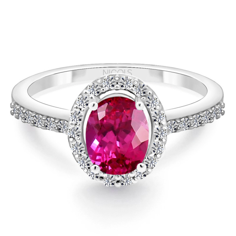 Anillo Rubi Dalia Sunset 1.00 Oro Blanco - Anéis de noivado vermelho