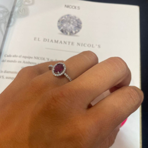 Anillo Rubi Dalia Sunset 1.00 Oro Blanco - Rote Verlobungsringe 2