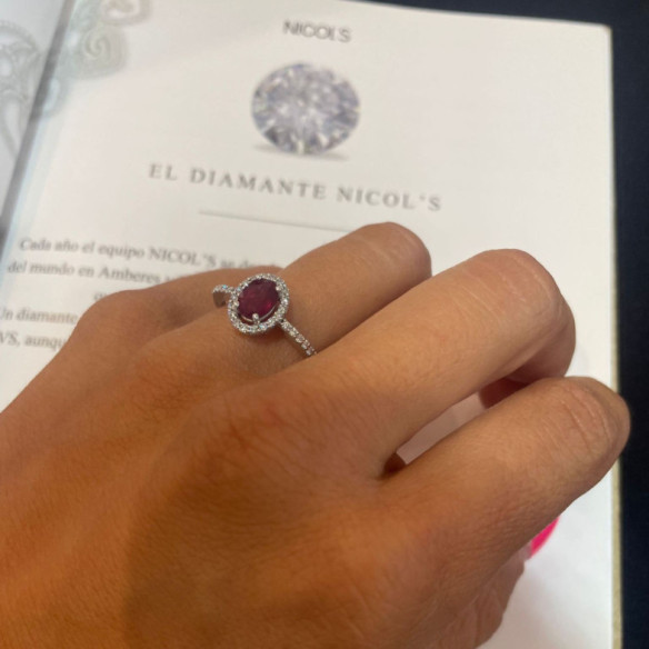 Ruby Dahlia Sunset Ring 1.00 White Gold - Red Engagement Rings