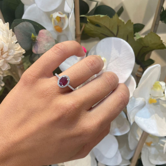 Anillo Rubi Dalia Sunset 1.00 Oro Blanco - Anéis de noivado vermelho
