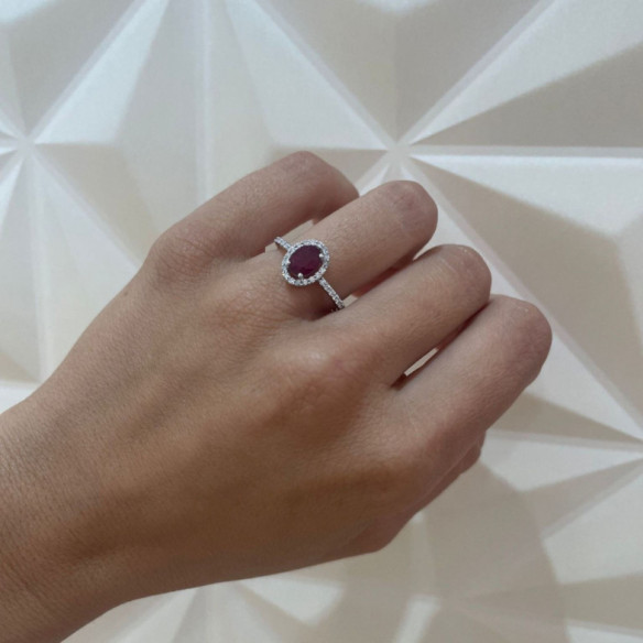 Anillo Rubi Dalia Sunset 1.00 Oro Blanco - Bagues de fiançailles rouges