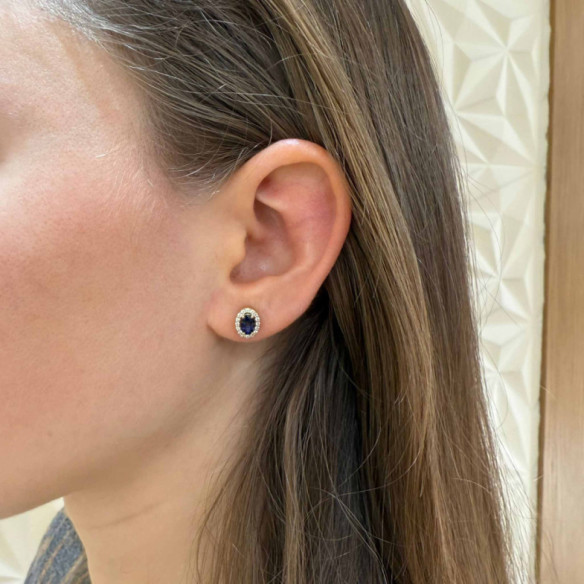 Oval Sapphire Orla Sunset Earrings 1.20 - Sapphire earrings