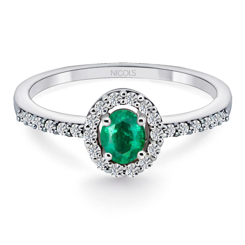 Sunset Emerald Ring 0.55 White Gold - Emerald rings