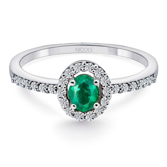 Anillo Esmeralda Sunset 0.55 Oro Blanco - Anillos de Esmeralda