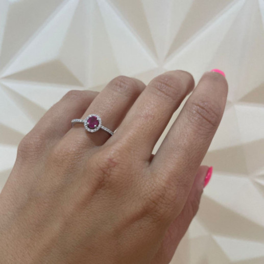Anillo Rubi Dalia Sunset 0.55 Oro Blanco - Anéis de noivado vermelho 2