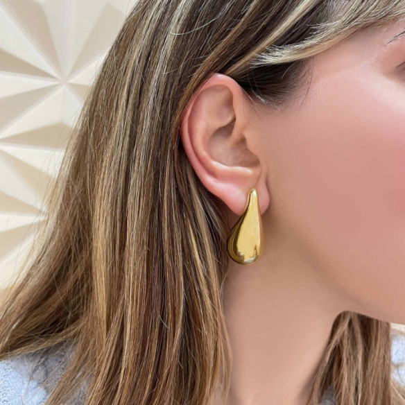 Pendientes Gota Agua 37mm Nochentera - Pendientes de Oro Sin Piedras