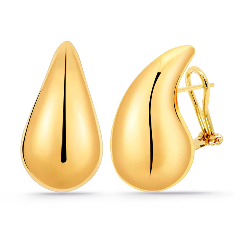 Pendientes Gota 25mm Nochentera - Pendientes de Oro Sin Piedras