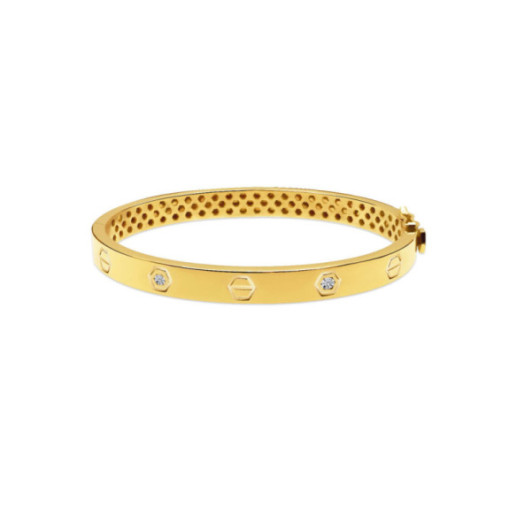Gold Bracelet Screws and diamonds Harmony 6mm - Gold bracelets