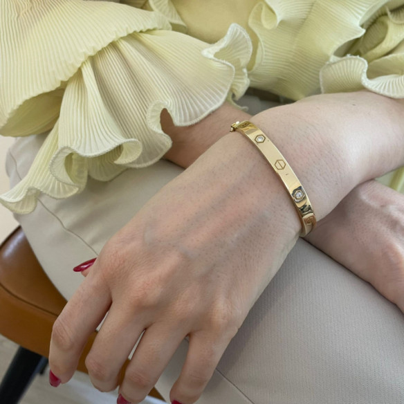 Brazalete de Oro Tornillos y Diamantes Armonía 6mm - Pulseiras de ouro