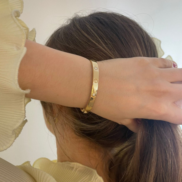 Brazalete de Oro Tornillos y Diamantes Armonía 6mm - Pulseiras de ouro