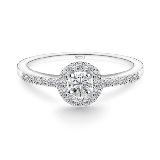Anillo Solitario Diamante Clavel 0.15 - Talla Brillante