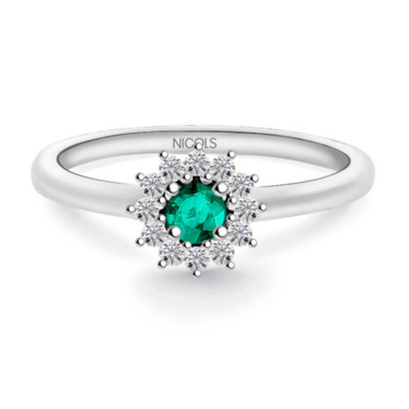 Anillo Esmeralda Margarita 0.25 - Anillos de Promesa Diamantes