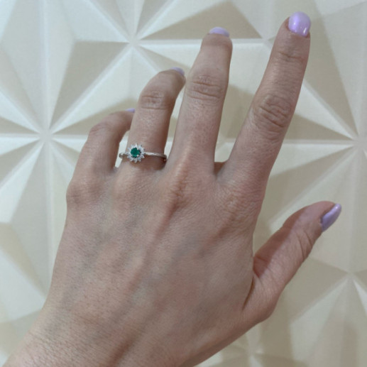 Anillo Esmeralda Margarita 0.25 - Anillos de Promesa Diamantes 2