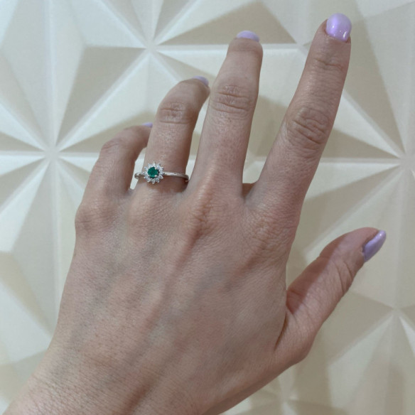 Anillo Esmeralda Margarita 0.25 - Anillos de Promesa Diamantes
