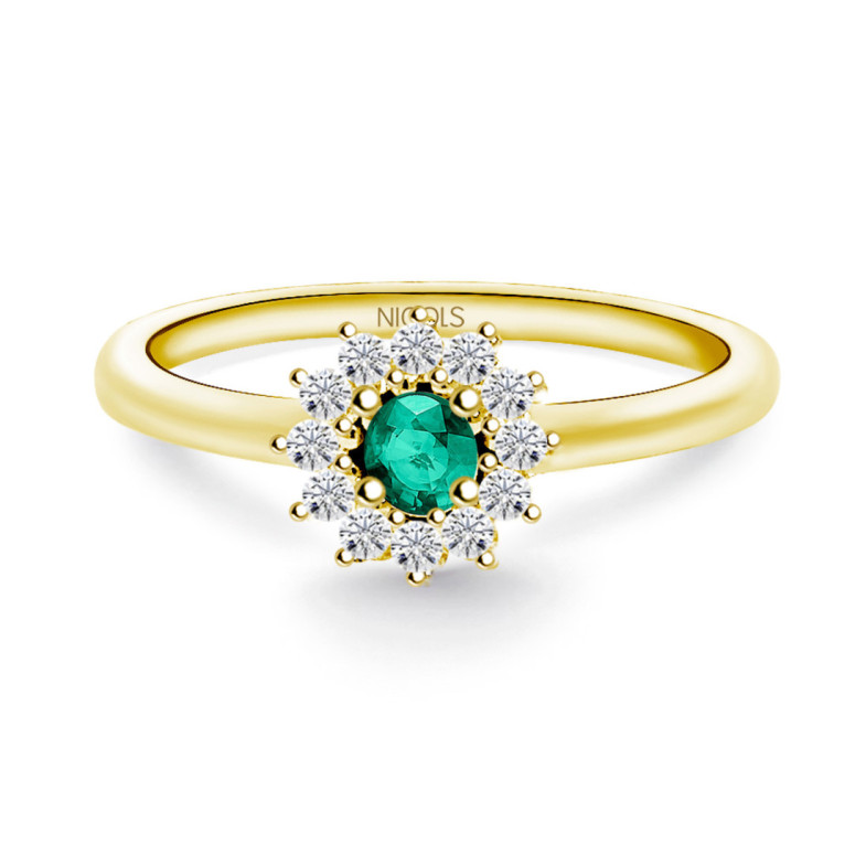 Anillo Esmeralda Margarita 0.25 Oro Amarillo - Anillos de Esmeralda