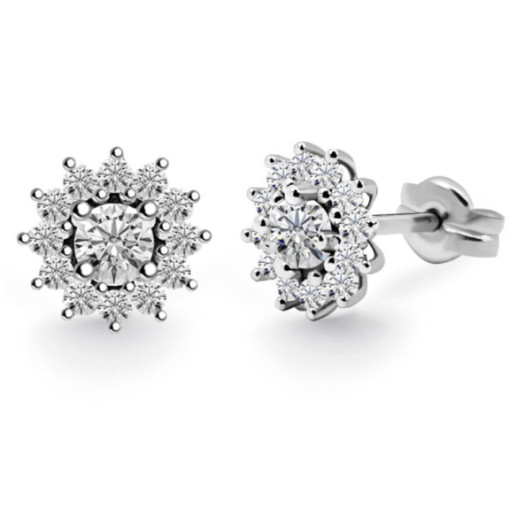Pendientes Diamantes Margarita 0.60 Flor Orla - Orecchini della sposa
