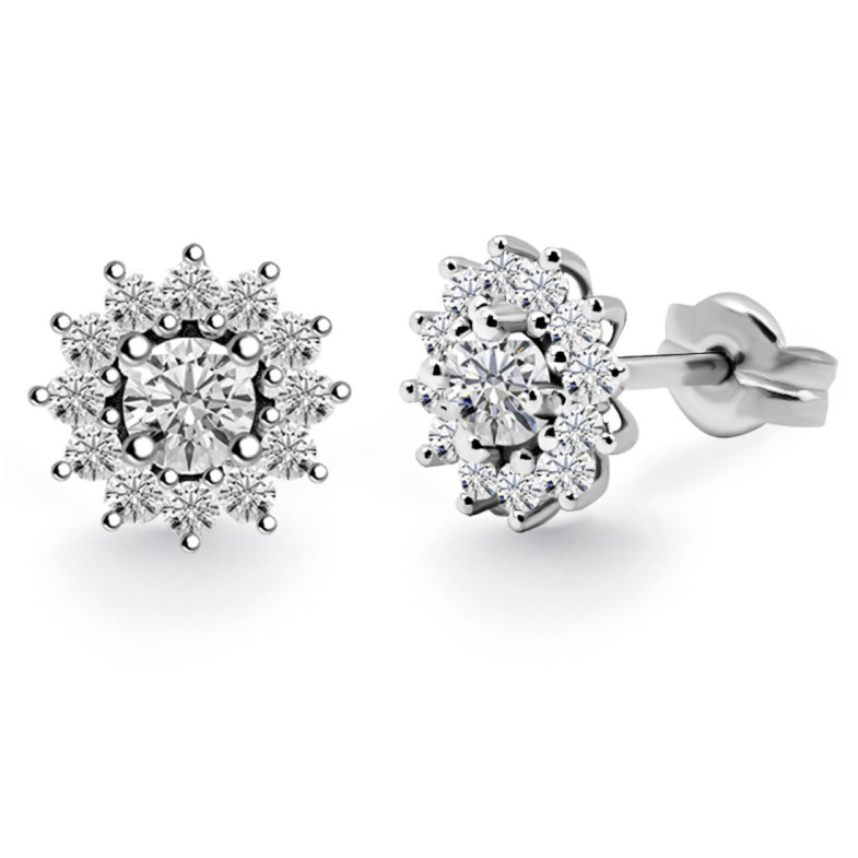 Pendientes Diamantes Margarita 0.60 Flor Orla - Pendientes de Novia
