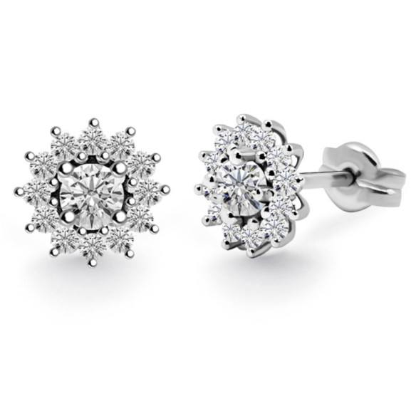 Pendientes Diamantes Margarita 0.60 Flor Orla - Pendientes de Novia
