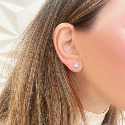 Pendientes Diamantes Margarita 0.60 Flor Orla - Brincos de noiva 2