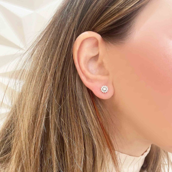 Pendientes Diamantes Margarita 0.60 Flor Orla - Pendientes de Novia