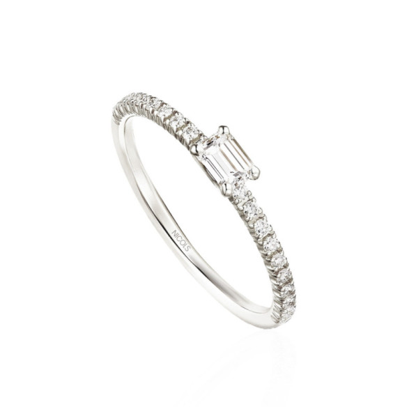 Anillo Diamantes Delphina 0.18 Talla Esmeralda Oro Blanco - Emerald