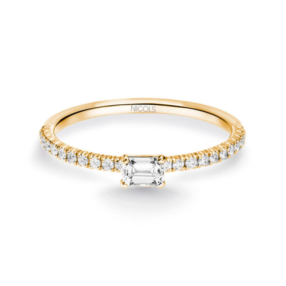Anillo Diamantes Delphina 0.18 Talla Esmeralda Oro Amarillo - Smeraldo