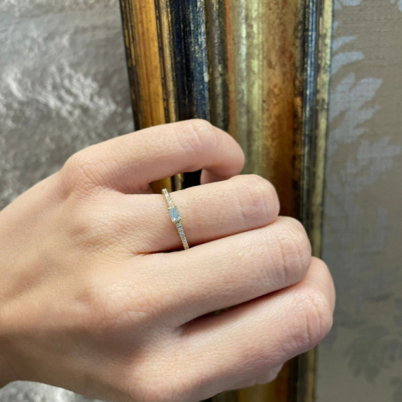 Anillo Diamantes Delphina 0.18 Talla Esmeralda Oro Amarillo - Smeraldo