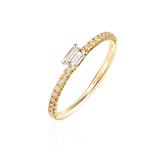 Anillo Diamantes Delphina 0.18 Talla Esmeralda Oro Amarillo - Smeraldo