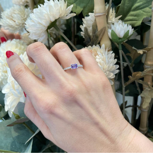 Anillo Amatista Delphina Diamantes Oro Blanco - Anillos Otras Piedras Preciosas 2