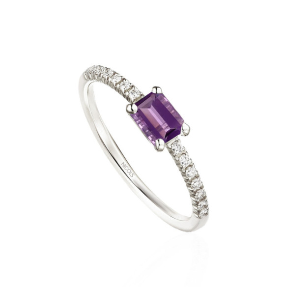 Anillo Amatista Delphina Diamantes Oro Blanco - Anillos Otras Piedras Preciosas