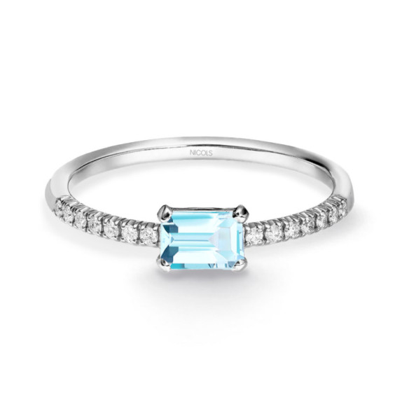 Anillo Topacio Delphina Diamantes Oro Blanco - ANILLOS