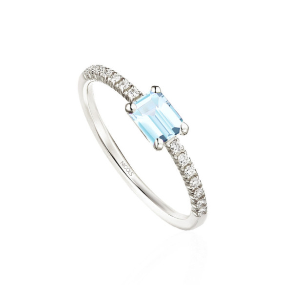 Anillo Topacio Delphina Diamantes Oro Blanco - ANILLOS