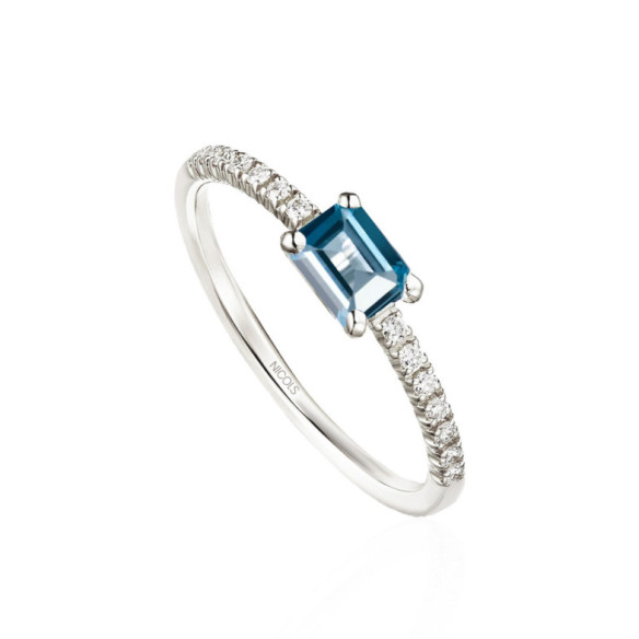 Anillo Topacio London Delphina Diamantes Oro Blanco - Bagues Autres pierres précieuses