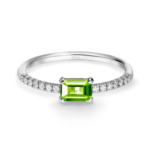 Anillo Peridoto Delphina Diamantes Oro Blanco - Anillos Otras Piedras Preciosas