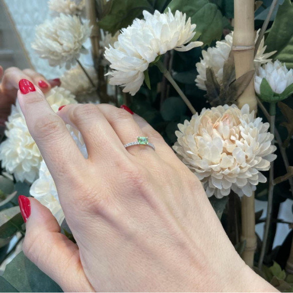 Anillo Peridoto Delphina Diamantes Oro Blanco - Anillos Otras Piedras Preciosas
