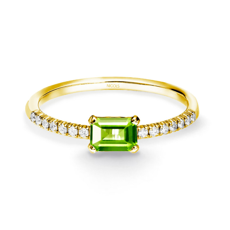 Anillo Peridoto Delphina Diamantes Oro Amarillo - Anillos Otras Piedras Preciosas