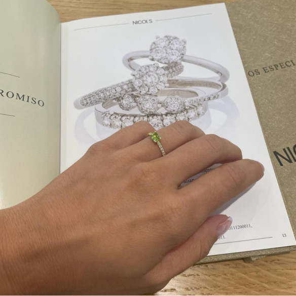 Anillo Peridoto Delphina Diamantes Oro Amarillo - Anillos Otras Piedras Preciosas
