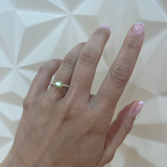 Anillo Peridoto Delphina Diamantes Oro Amarillo - Anillos Otras Piedras Preciosas