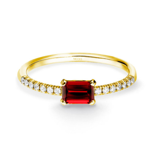Delphina Garnet Ring Diamonds Yellow Gold - Rings other precious stones