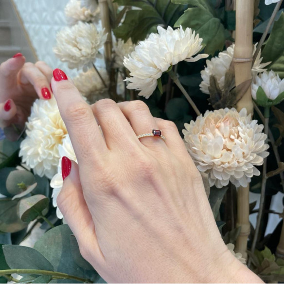 Anillo Granate Delphina Diamantes Oro Amarillo - Ringe andere Edelsteine