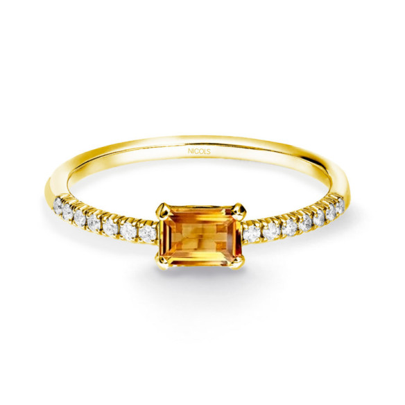 Anillo Citrino Delphina Diamantes Oro Amarillo - Ringe andere Edelsteine