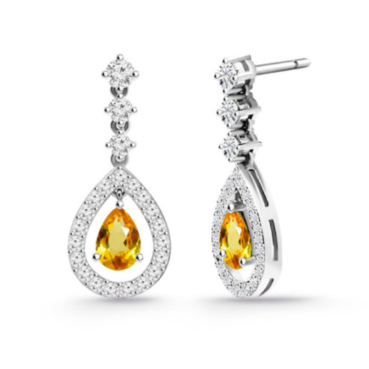 Citrine and Diamond Earrings Leticia - Bride earrings