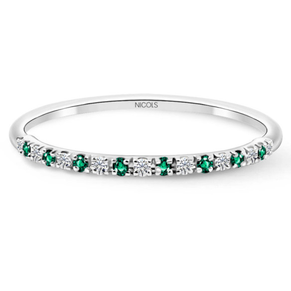 Anillo Diamantes Esmeralda Azalea 0.06 Oro Blanco - Smaragdringe