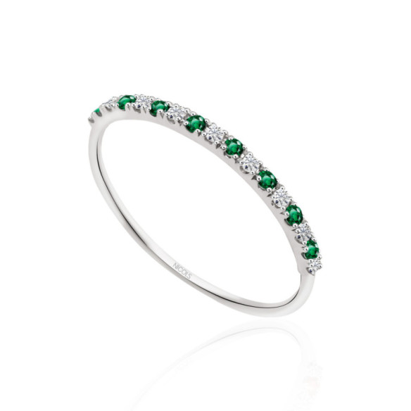 Anillo Diamantes Esmeralda Azalea 0.06 Oro Blanco - Smaragdringe