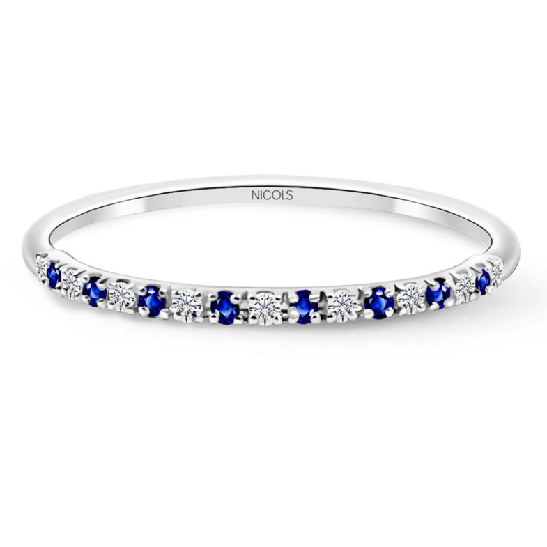 Anillo Diamantes Zafiro Azalea 0.06 Oro Blanco - Bagues en saphir