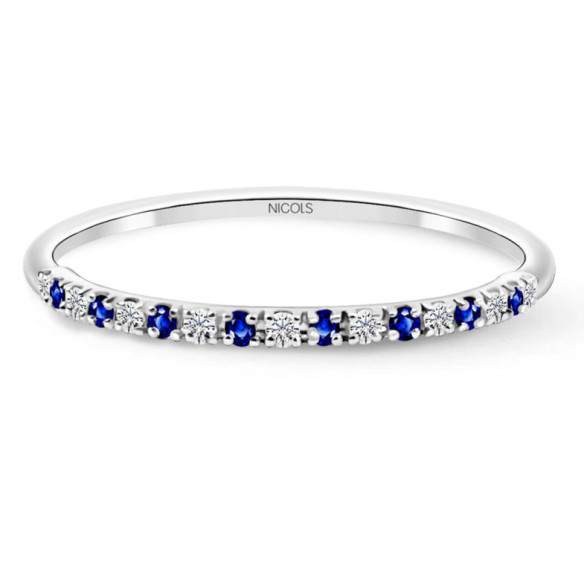 Anillo Diamantes Zafiro Azalea 0.06 Oro Blanco - Bagues en saphir