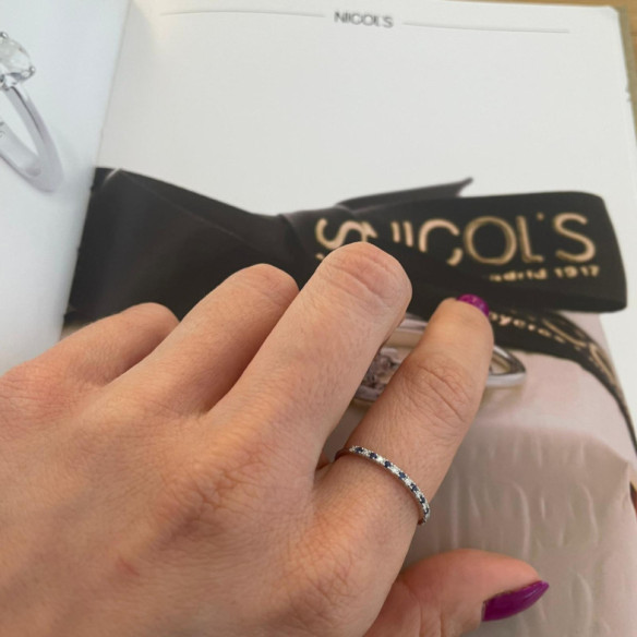 Anillo Diamantes Zafiro Azalea 0.06 Oro Blanco - Anéis de safira
